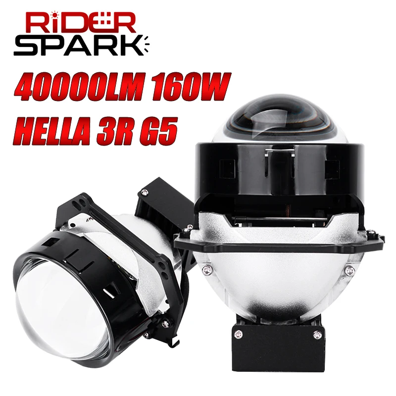 3.0 inch Bi LED Projector Lenses For Hella 3R G5 40000LM LED Headlights Retrofit Kits Angel Eyes 6000K Spotlight 160W Turbo Fan