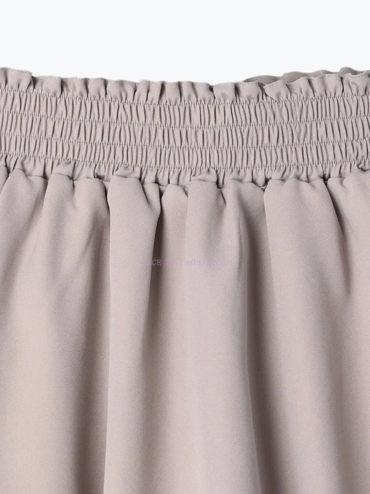Solid Color Pearl Buckle Waist-Tight Shorts Skirt for Lady Ruffled High Waist Skirt Fashion Japanese Style Summer Women's Skirts