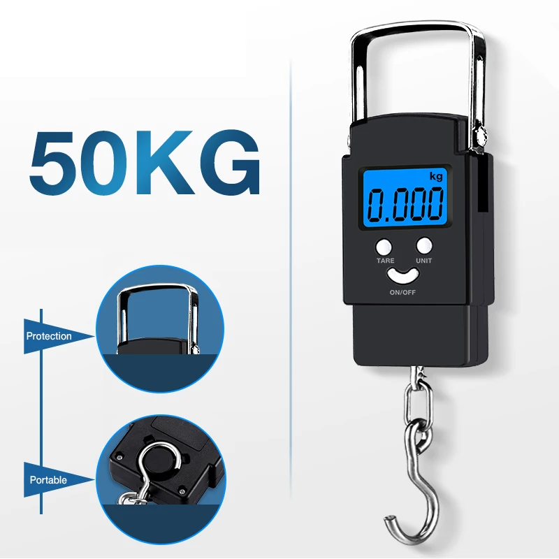 

50Kg/5g Portable Hanging Scale Pocket Digital Scales Electronic Fishing Weights Mini Spring Balance For Luggage Suitcase