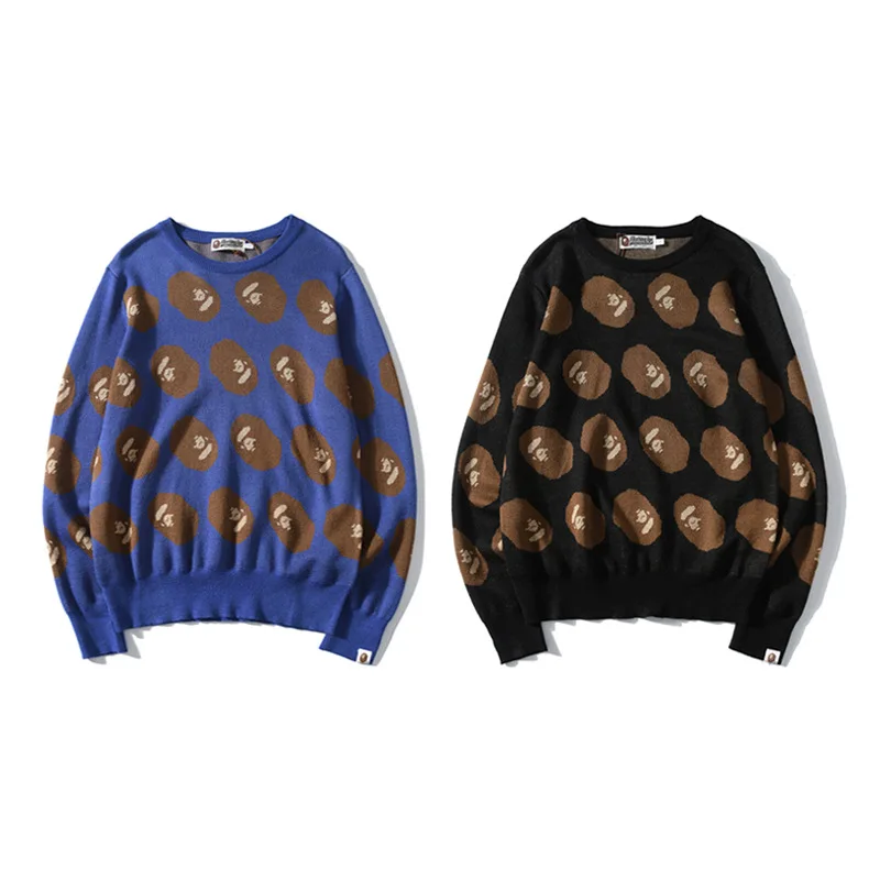 

Bape Round Neck Pullover Jacquard Sweater Men's And Women's Casual Sweater