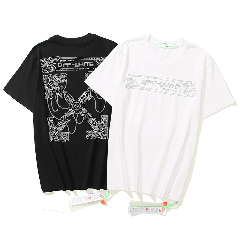 

Spring and summer simple embroidery twisted line sketch geometric arrow letters men and women loose short-sleeved shirt T-shirt