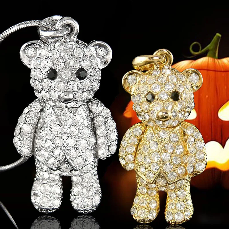

2pcs Fashion Trend Cute Sweet New Crystal Bear Necklace Ladies Necklace Birthday Gift Personalized Necklace Anniversary Gift