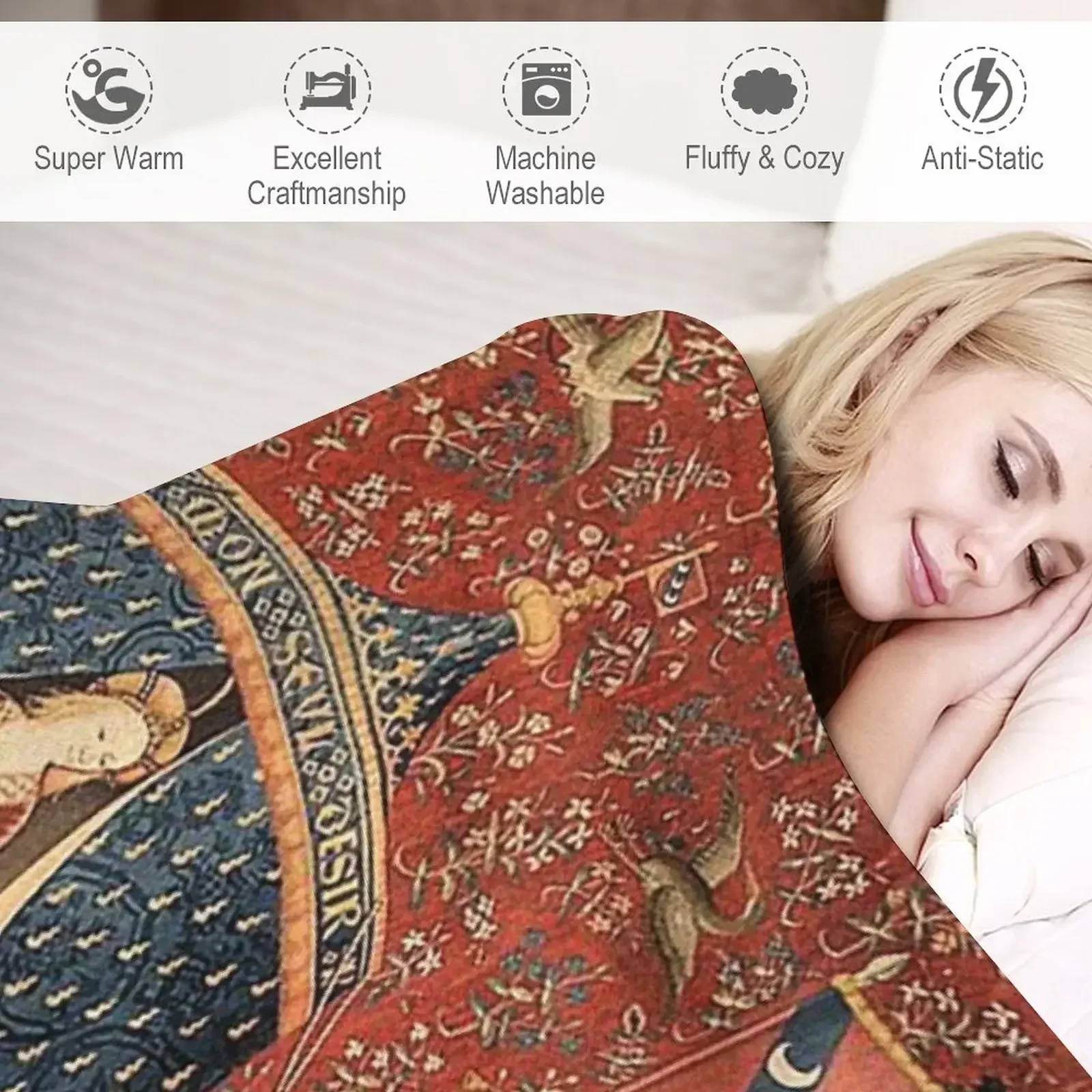 The Lady and the Unicorn: La Dame à la Licorne Плед Тонды Пушистые Одеяла