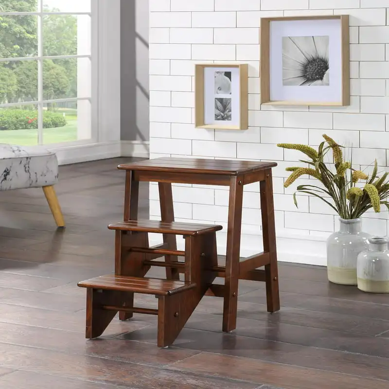 

Niko 24in. Folding 3-Step Wood Stool - Cappuccino Fast Shipping