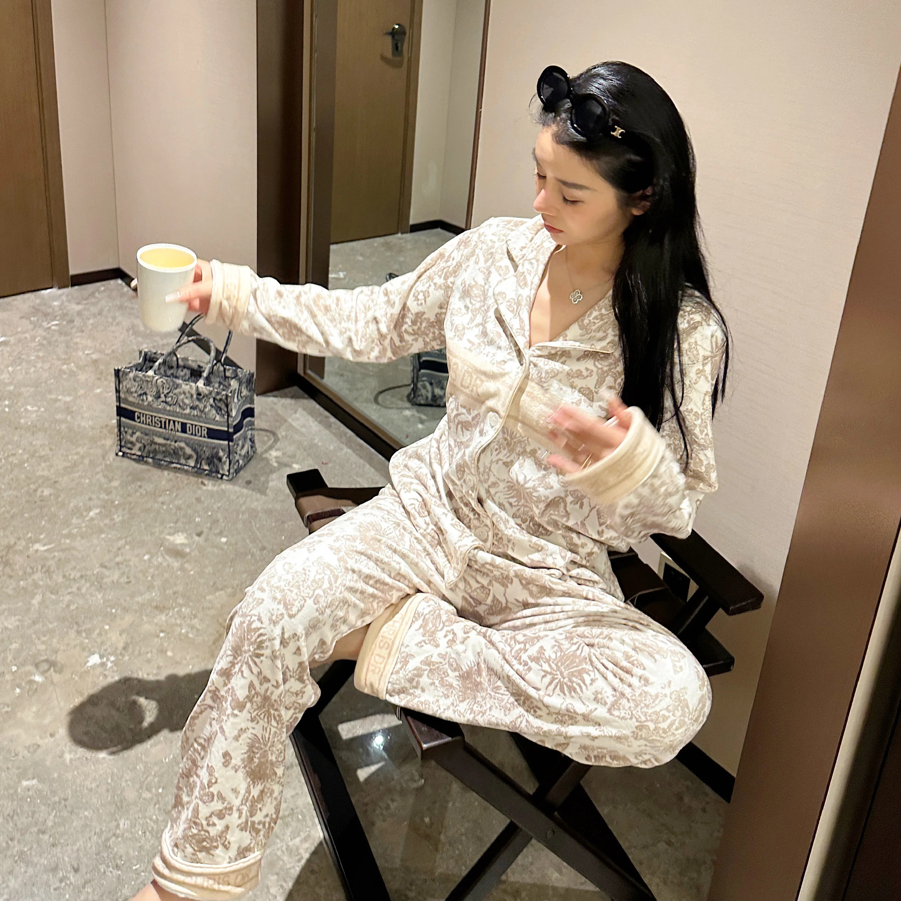 Coy Kiss Island Velvet Pajamas Women 2024 New Autumn and Winter Flannel Warm Long sleeve Homewear Set