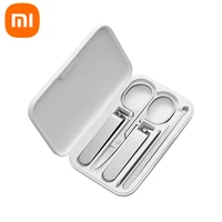 original xiaomi 5pcs portable fingernail toenail manicure pedicure magnetic absorption stainless steel nail clipper set mi mijia