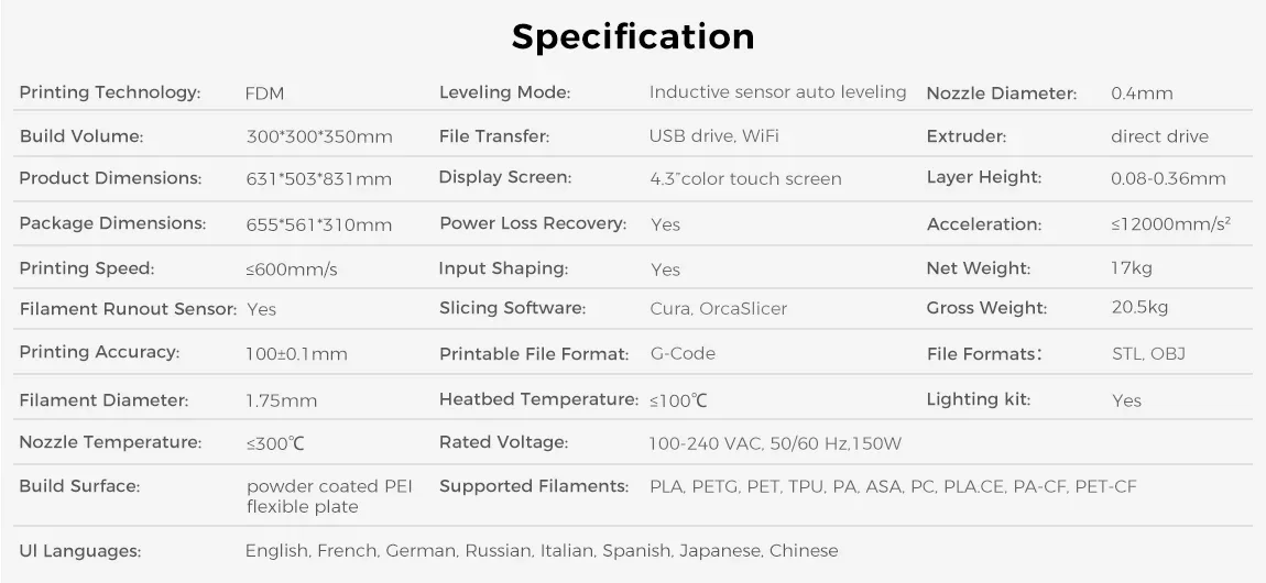 Цельнометаллический дизайн Comgrow T300 полностью Llinear Rails отопление 30s быстрая работа