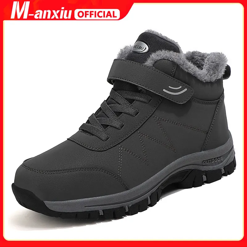 

Женские и мужские кожаные ботинки, водонепроницаемые плюшевые кроссовки, обувь для скалолазания и охоты, унисекс, уличные теплые ботинки на...