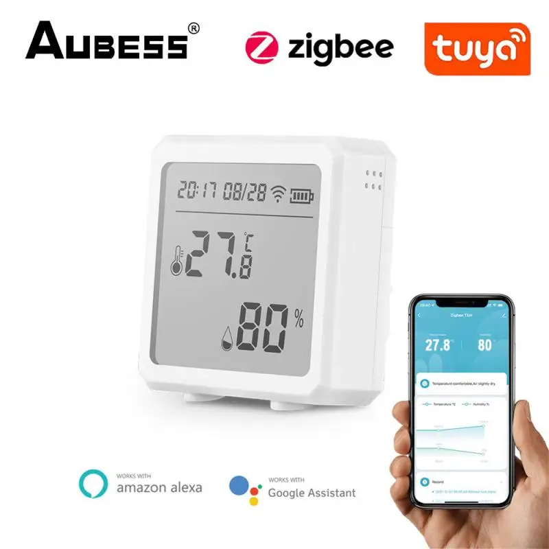 

Tuya Zigbee Temperature & Humidity Sensor Usb Power With LCD Screen Display Working With Alexa Google Home Smart Life/Tuya App