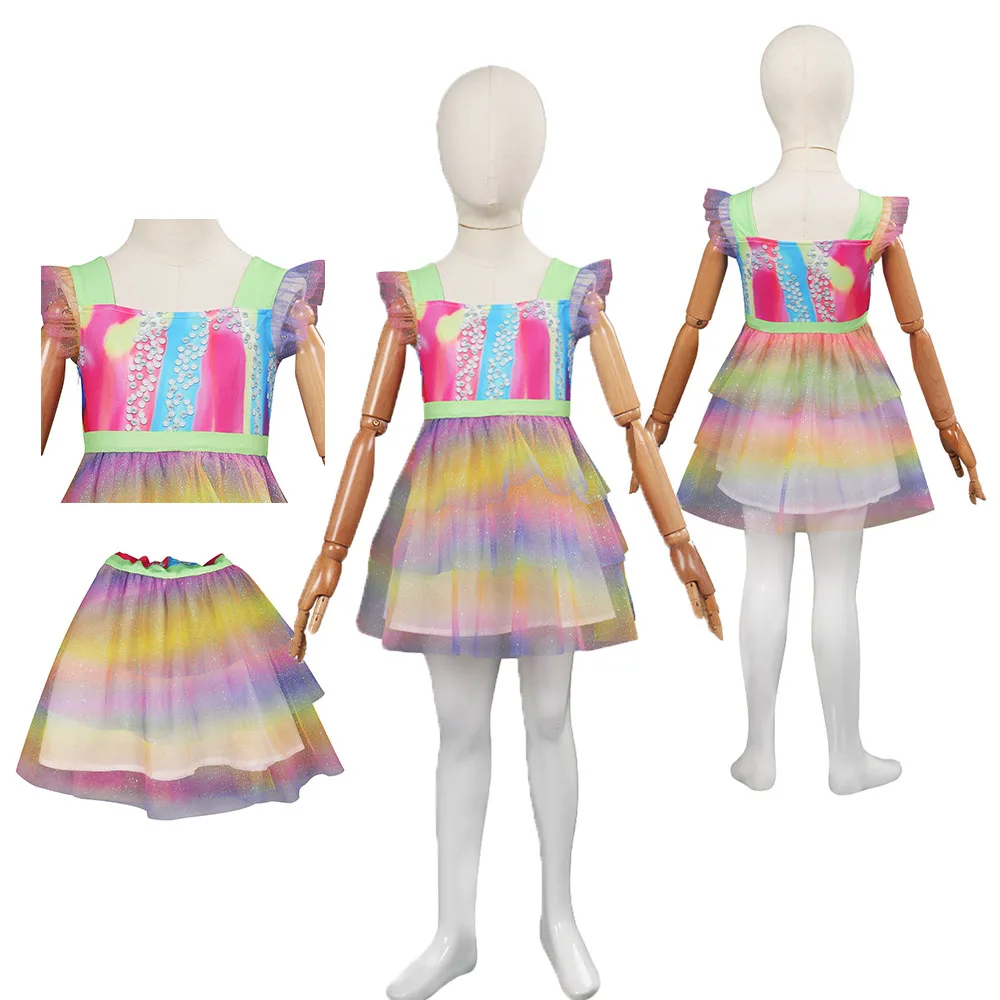 

Детский маскарадный костюм для косплея, разноцветное платье с принтом, фантастические платья для девочек на Хэллоуин, карнавал, вечерние