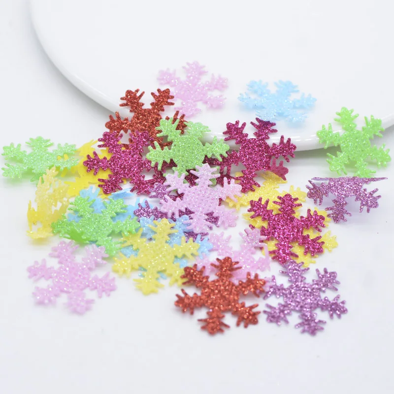 100 шт. 25 мм Красочный тканевый Рождество нашивки в виде снежинки для