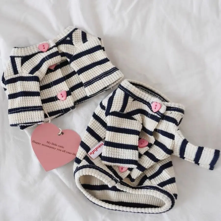 Pet Cute Black and White Stripe Cardigan Spring/Summer INS Home Furnishing Milk Dog T-shirt Teddy Bears Shenari Cat Clothes