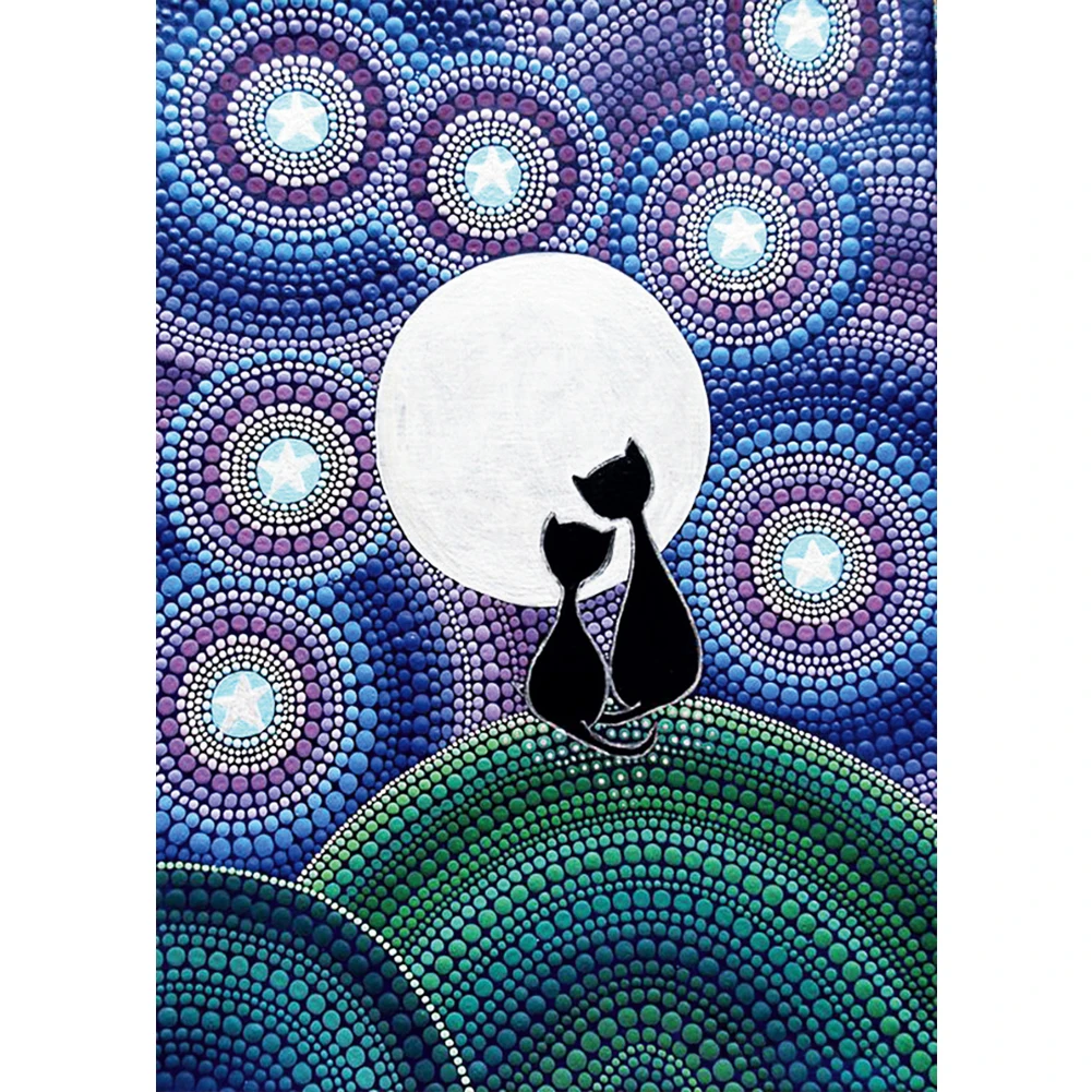 

DIY 5D Mosaic Full Drill Special Shape Diamond Cat Moon Resin Painting Kit Rhinestone Drawing Home Art Craft