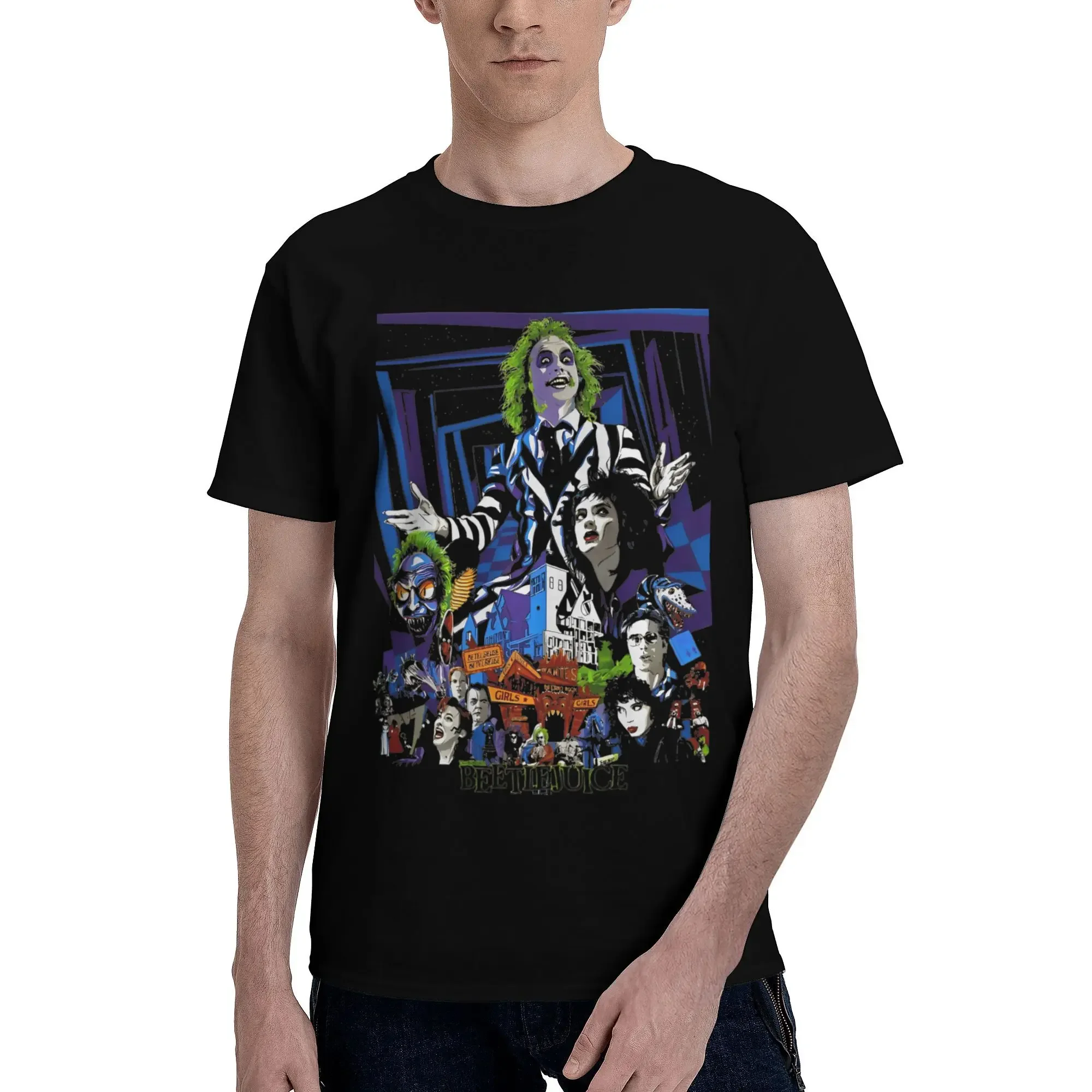Мужская и женская футболка B-Beetlejuiced Lydia Deetz Tim Burton хлопок 4XL 5XL