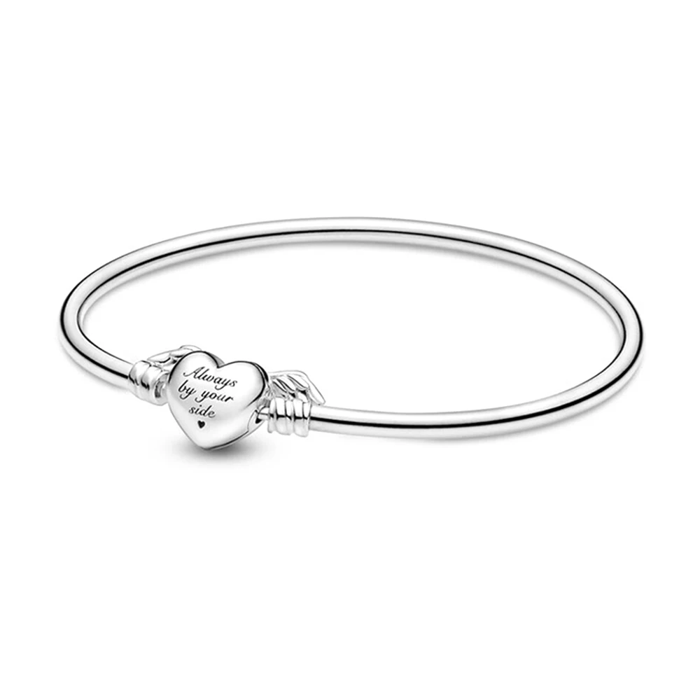 

925 Silver Sparkling Infinity Heart Clasp Snake Chain Bracelet Fit for Pandora Classic Birthday Making Ladies Exquisite Jewelry