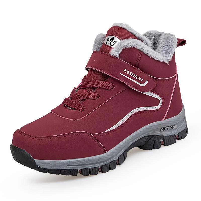 

Женские ботинки, зимняя женская обувь на меху, обувь на платформе со шнуровкой для женщин, плюшевые ботильоны, водонепроницаемые ботинки в с...