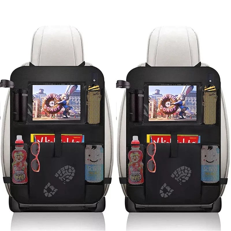 

2021 Universal Multi-Pocket Car Backseat Organizer Protector Touch Tablet Bag Travel Waterproof Anti kick pad Auto Accessories