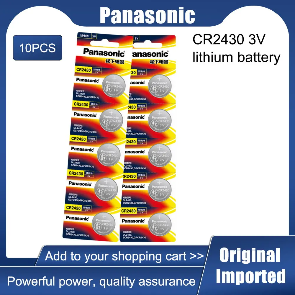 

10pc Panasonic CR2430 Button Batteries DL2430 BR2430 KL2430 Cell Coin Lithium Battery 3V CR 2430 For Watch Electronic Toy Remote
