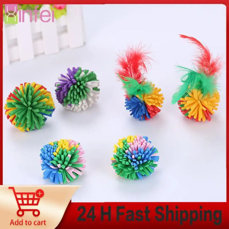 

Cat Supplies Pet Ball Toys Durable Anti-seize Chew Chase Ball Toys Colorful Non-toxic Pet Relaxed Toys Pet Products Feathers 4cm