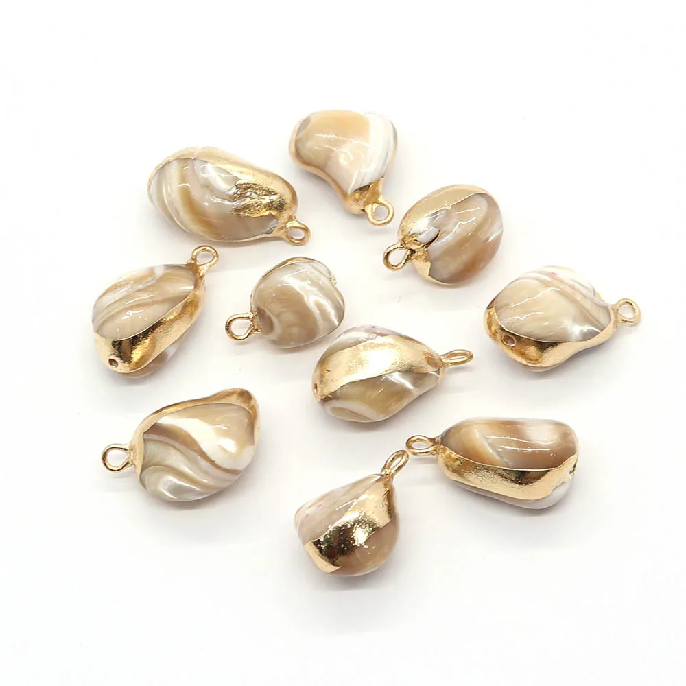 

5pcs/pack Natural Shell Pendants Connectors Irregular Shaped Double Hole DIY for Making Necklace Bracelet Earrings 10x15-13x20mm
