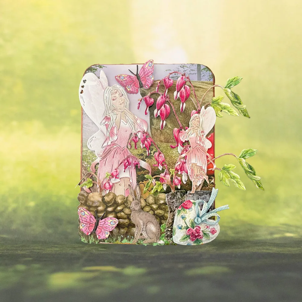 Ветви и висящие сердца бабочки Любящая фея выпуск февраль 2023 года металлические ножи для вырубки для скрапбукинга бумажного ремесла.