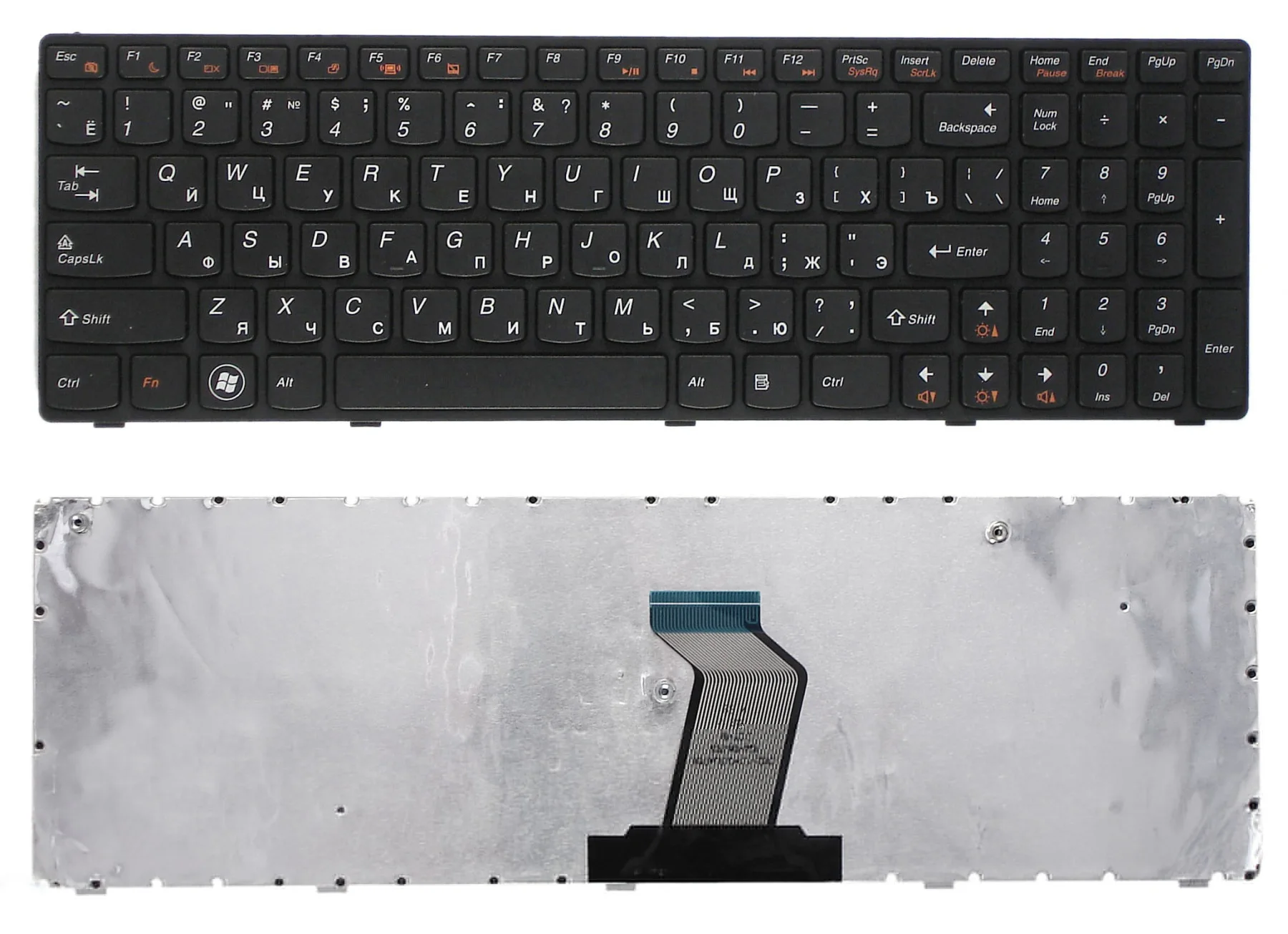 Клавиатура для Lenovo 25012349 черная с черной рамкой ножка крепежа находится рядом со