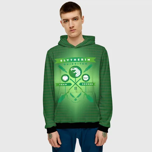 Мужская толстовка 3D Slytherin Quidditch Team |