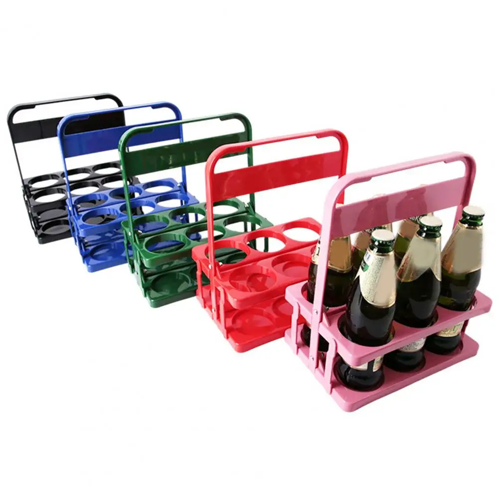 

Wine Bottle Rack 6 Pack Foldable Reusable Shatterproof Portable KTV Handheld Beer Rack for Bar