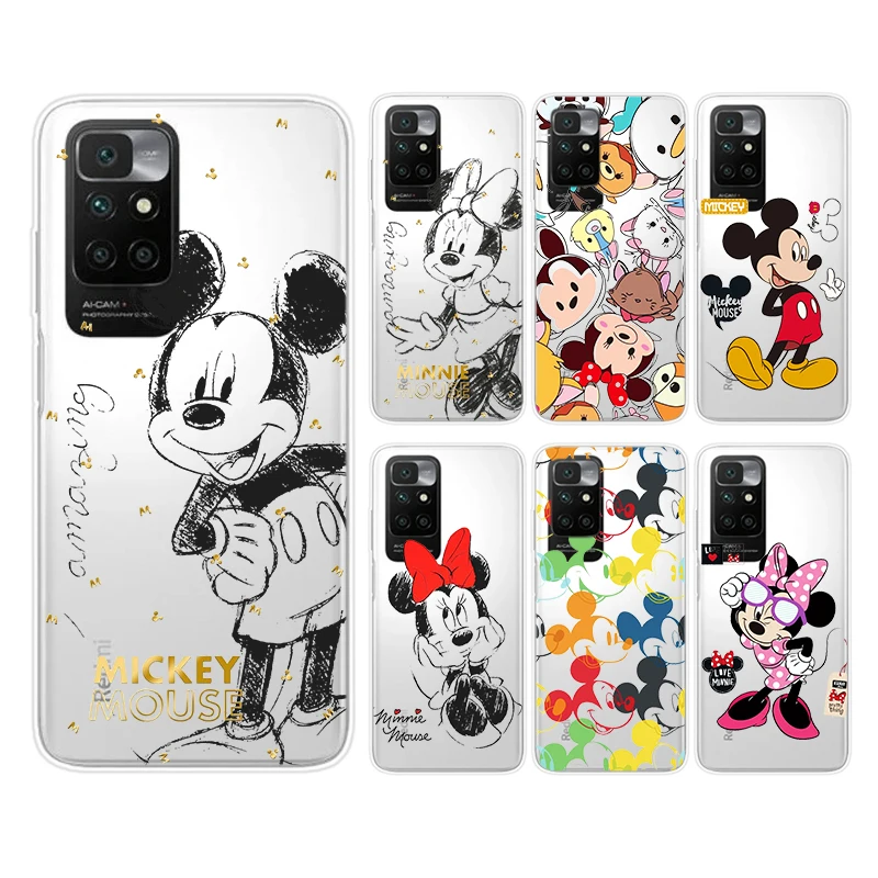 

Disney Color Mickey Mouse Phone Case For Redmi 10 10X 10C 9 9AT 9T 9A 8 7 6 K50 K40 Silicone Transparent Soft Shell Cover