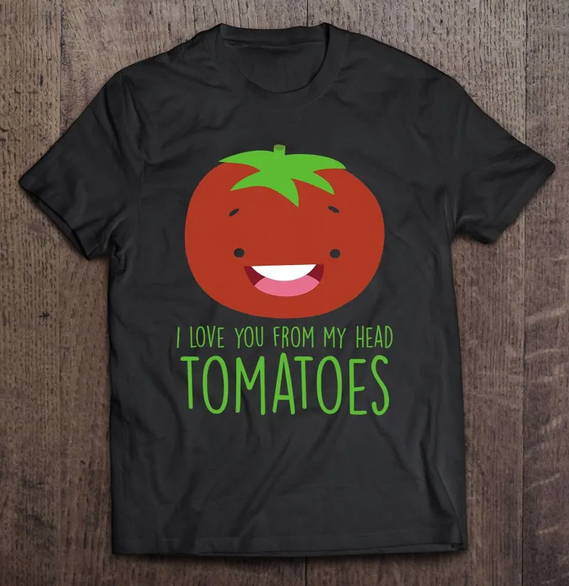 

Забавные мужские футболки с надписью «I Love You From My Head Tomato», топ с коротким рукавом, футболка из искусственного аниме, мужские топы