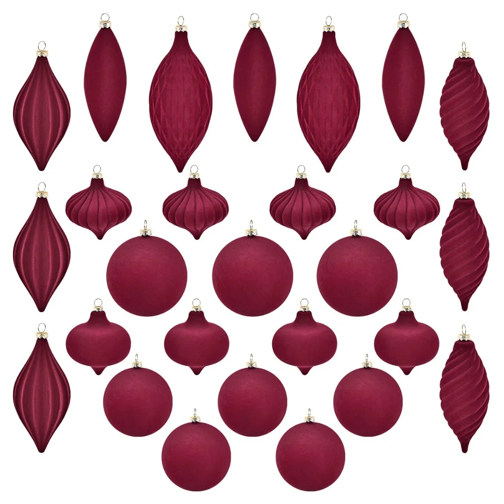 Флокированные бархатные рождественские шары 27 шт.