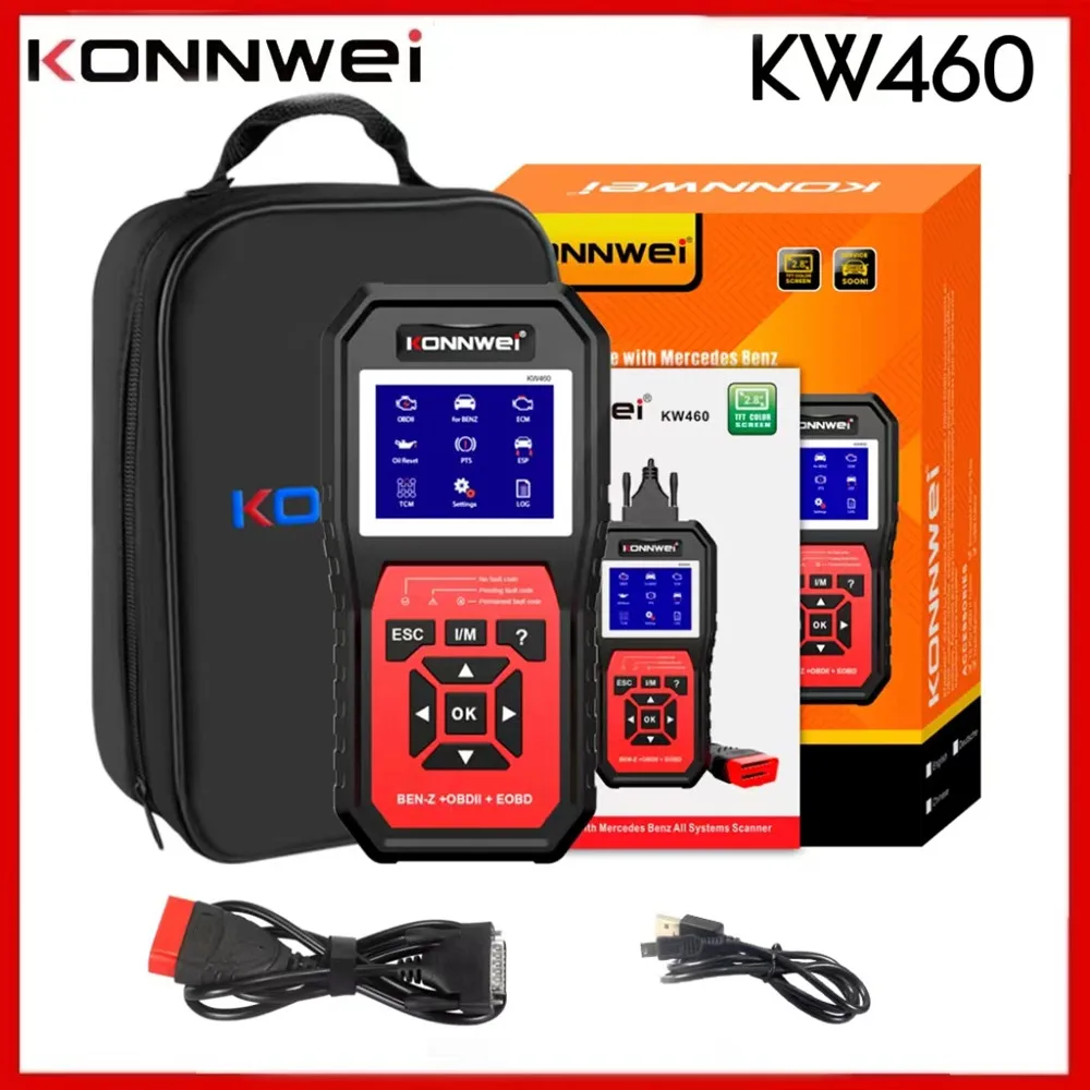 

KONNWEI KW460 OBD2 Diagnostic Scanner Auto Diagnostic Tool OBDII and EOBD Check Engine Code Reader for Mercedes/KW208/KW510