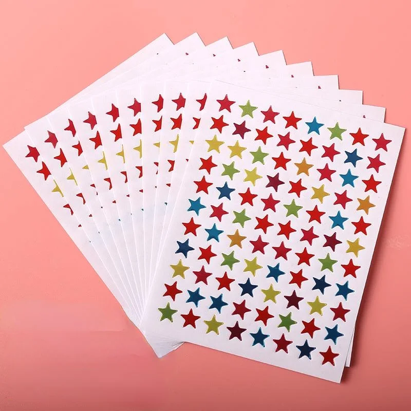 880Pcs/10 Sheet Mini Kindergarten Award Stickers Teacher Praise Praise Label Award Five-Pointed Star
