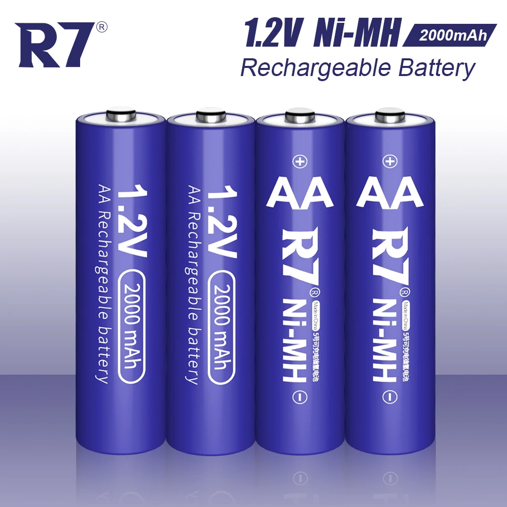 

R7 Brand 1.2V NIMH AA Rechargeable Battery 2000mAh Ni-MH AA Battery Low Self Discharge AA batteries for Camera toys Batteries