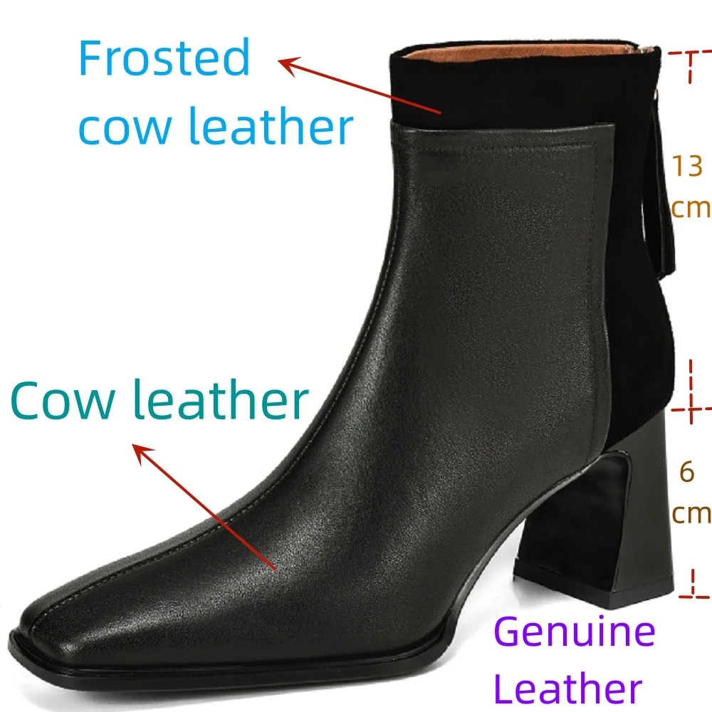 Ботильоны женские из натуральной кожи на толстом каблуке Размеры 33-40