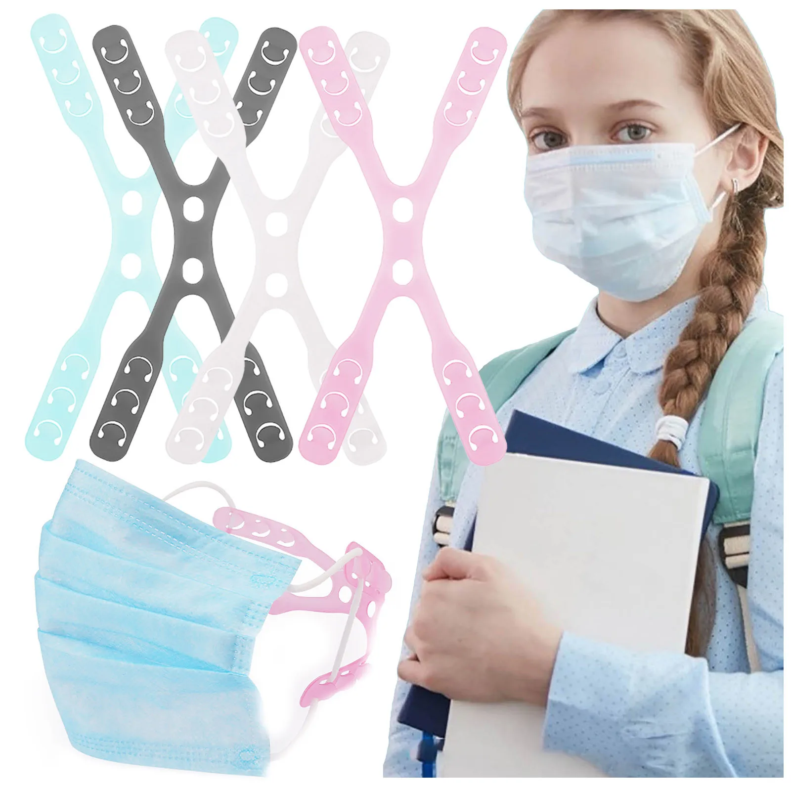 

Mask Adjustment Face Mask Ear Saver Non-slip Mask Hooks Adjustable Silicone Hanging Buckle Extension Strap Anti-slip Mask Holder