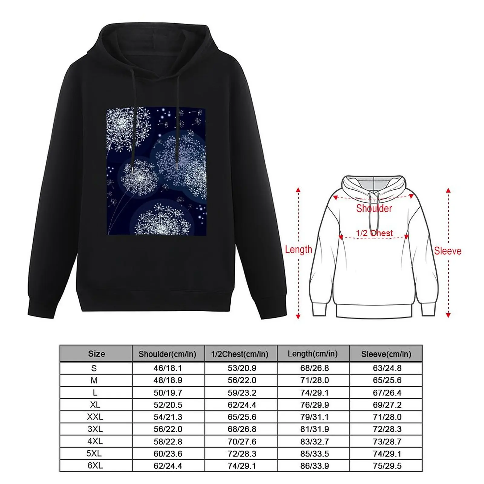MIDNIGHT DANDELION by MS Pullover Hoodie men's clothing male clothes korean style japanese pullover hoodies