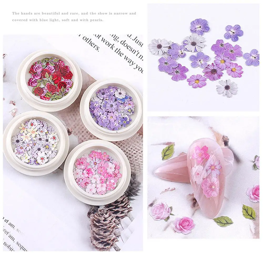 

Nail Ultra-thin Flower Patch 50pcs Daisy Rose Wood Pulp Patch DIY Nail Decoration DIY Nail Art Design Manicure Nail Accessories