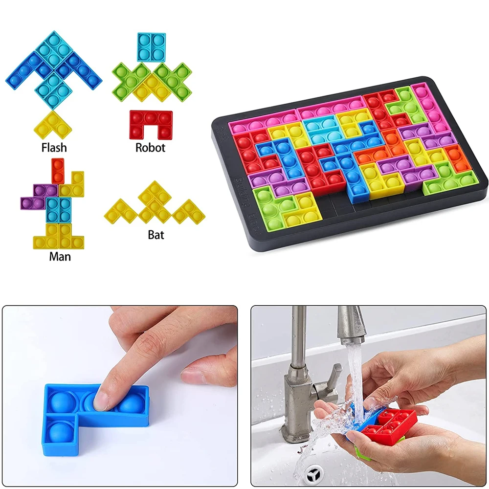 27PCS Tetris Jigsaw Puzzle Toys Reliver Stress Toys Anti-stress Toys Bubble Sensory Fidget Toy To Relieve Autism enlarge