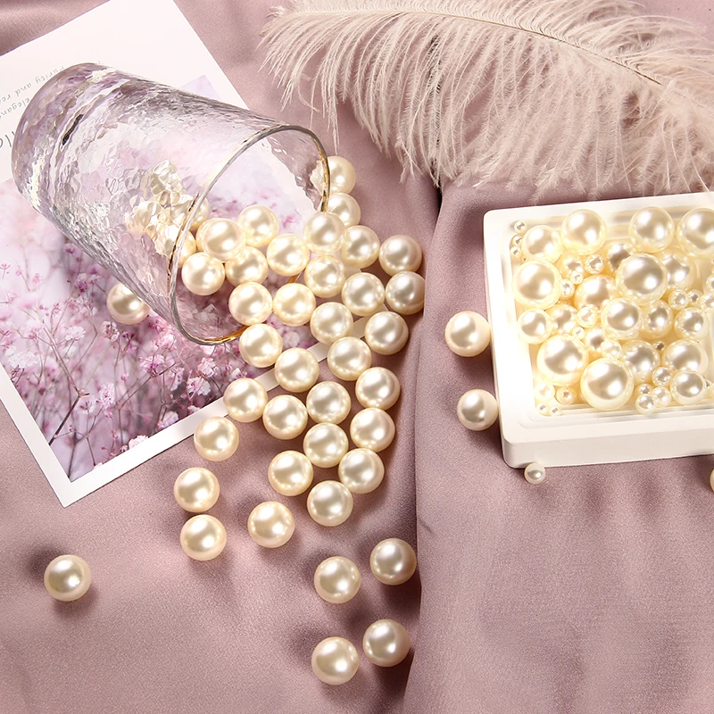 

ABS Imitation Pearl Beads Top Quality No Hole Round Loose Acrylic Beads for Nail Arts Craft For DIY Jewelry Making Components