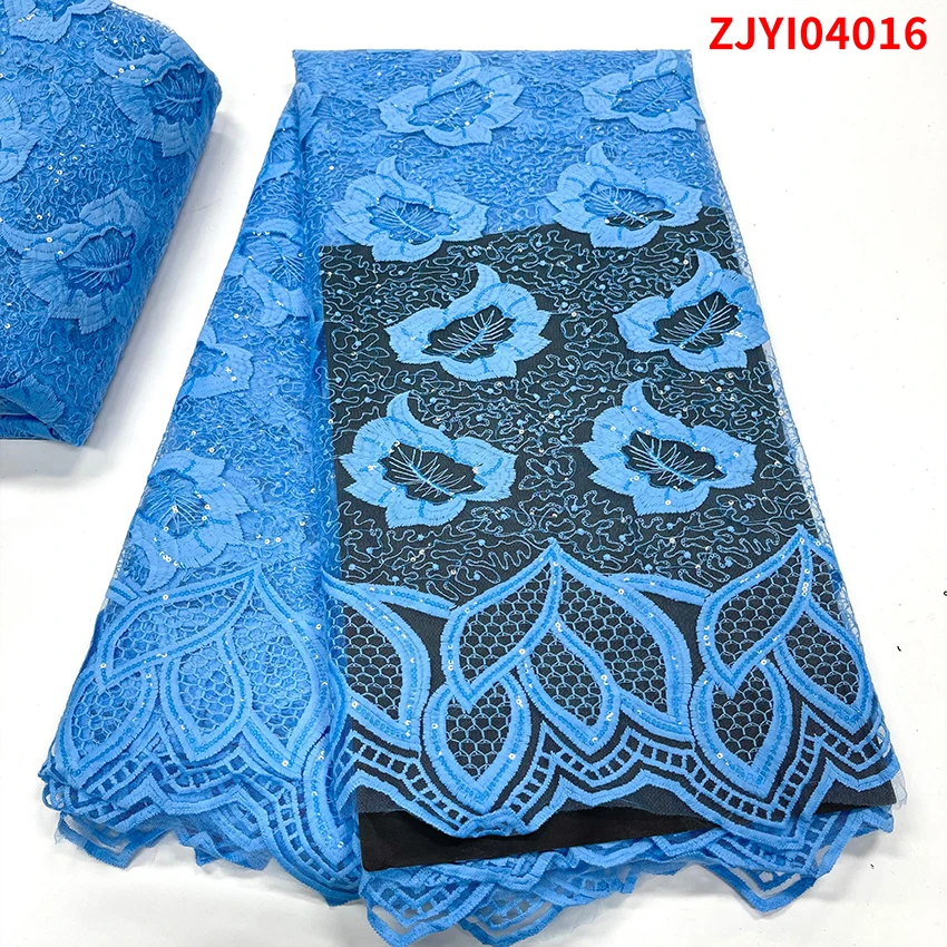 

Distinctive African Beaded embroidery Eco-Friendly Clothes Hot Sale ​Nigerian Tulle Lace Fabrics 5 Yards/Lot ZJYI04016