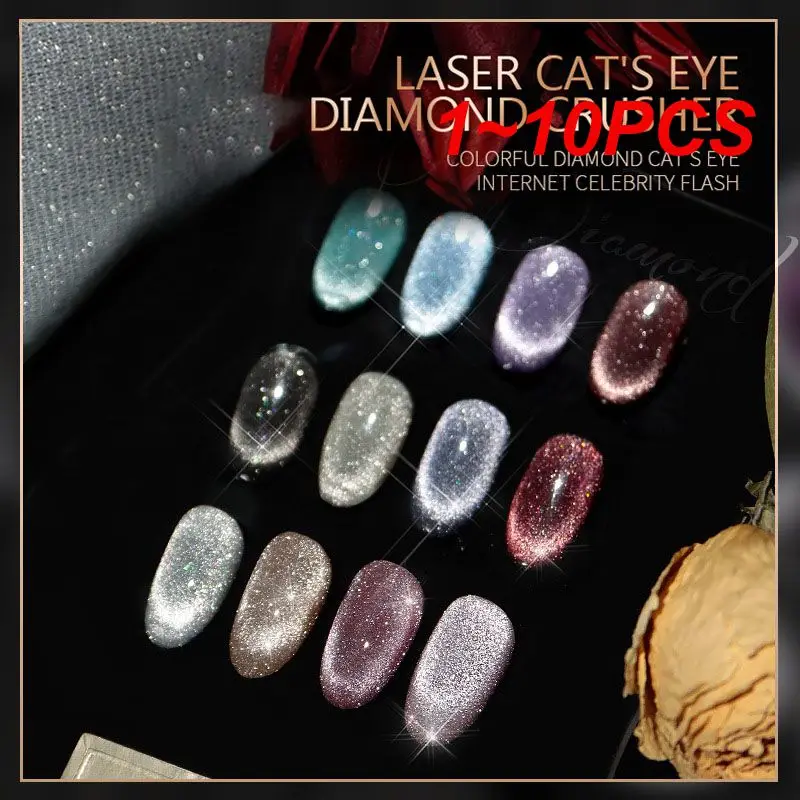 

1 ~ 10 шт. Блестящий Гель-лак кошачий глаз Магнитный светоотражающий маникюрный полуперманентный лак цветной Блестящий УФ-лак для ногтей
