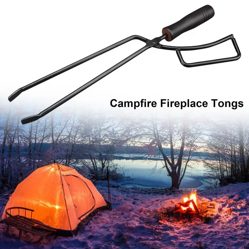 

Wrought Iron Barbecue Charcoal Clip Portable Scissors Type Fireplace Tongs Coal Tongs Firewood Pliers for Camping BBQ Fireplace