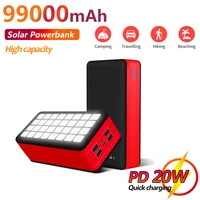 large capacity 99000mah solar power bank external battery fast charger suitable for camping lights outdoor camping travel