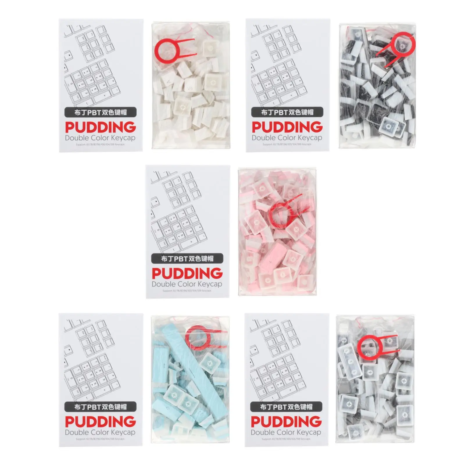 

Прозрачные колпачки клавиш PBT с пудингом, набор клавиш с 108 клавишами для большинства механических клавиатур, игр на ПК