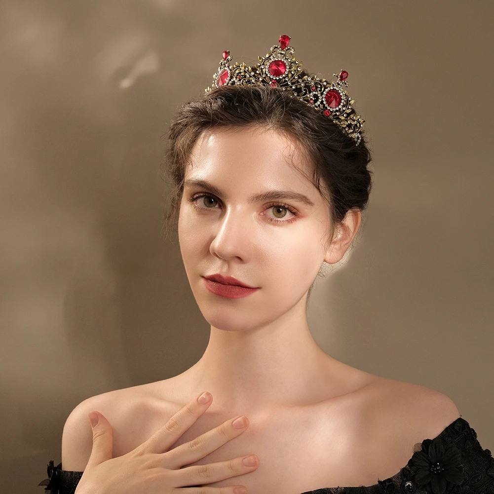 Тиары и короны в стиле барокко женские кристаллы красного цвета для костюма на