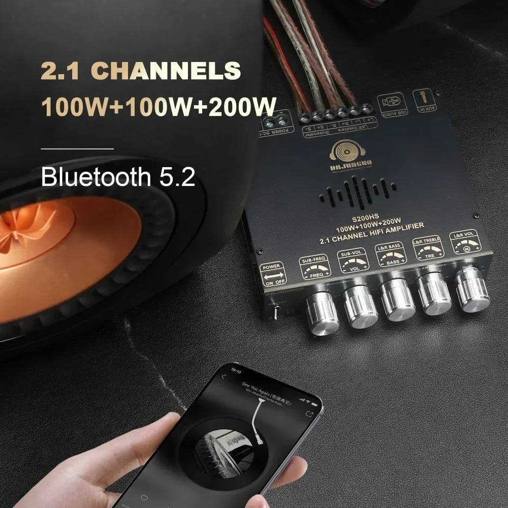 2*100 Вт + 200 плата усилителя мощности Bluetooth 2 1 канала класса D USB звуковая карта