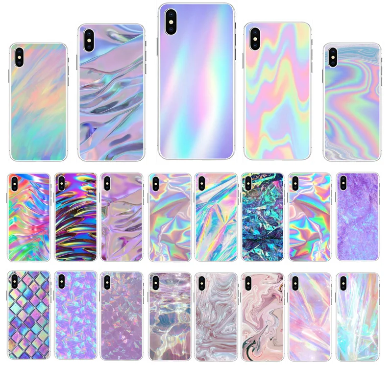 

Glitter Iridescent Holographic Colorful Phone Case For iphone 12 13 14 Pro Max Case For iPhone 11 Pro Max XS MAX XR SE2 X Case