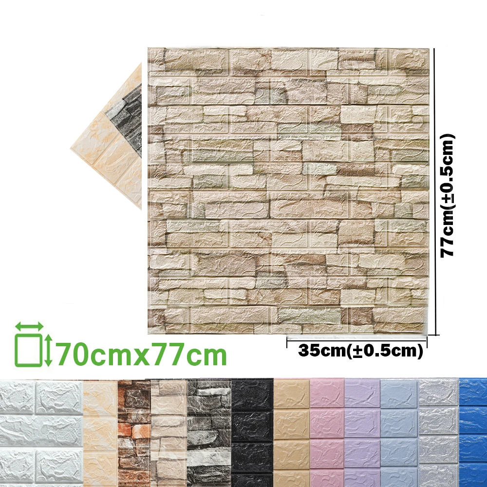 

70X77cm Foam 3D Wall Stickers Brick Self Adhesive Wallpaper Panels Home Decor Living Room Bedroom Decoration Bathroom Sticker