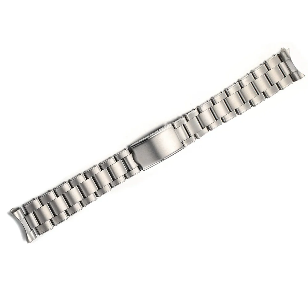 19mm 20mm 316L Stainless Steel Oyster Rivet Curved End Bracelet Watch band Strap Compatible For Rolex Invicta Watch